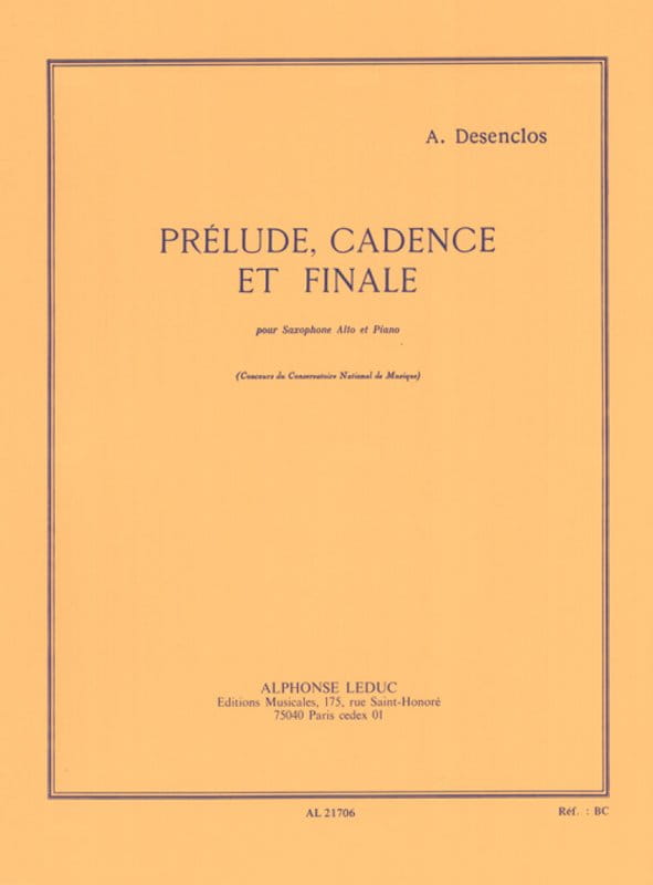 Alfred Desenclos: Prelude Cadence et Finale pour saxophone alto et piano - nuty na saksofon altowy i fortepian