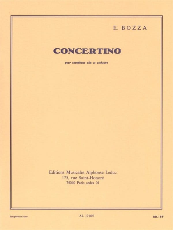 Eugene Bozza: Concertino pour saxophone alto et orchestre - nuty na saksofon altowy i fortepian