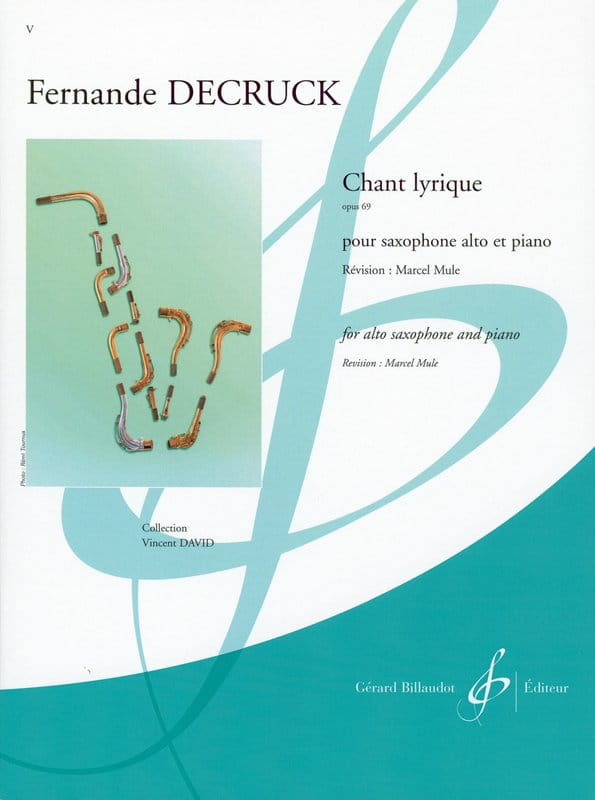 Fernande Decruck: Chant lyrique op. 69 pour saxophone alto et piano - nuty na saksofon altowy i fortepian
