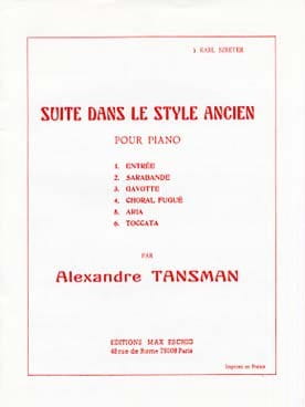Alexandre Tansman: Suite dans le style ancien pour le piano - nuty na fortepian