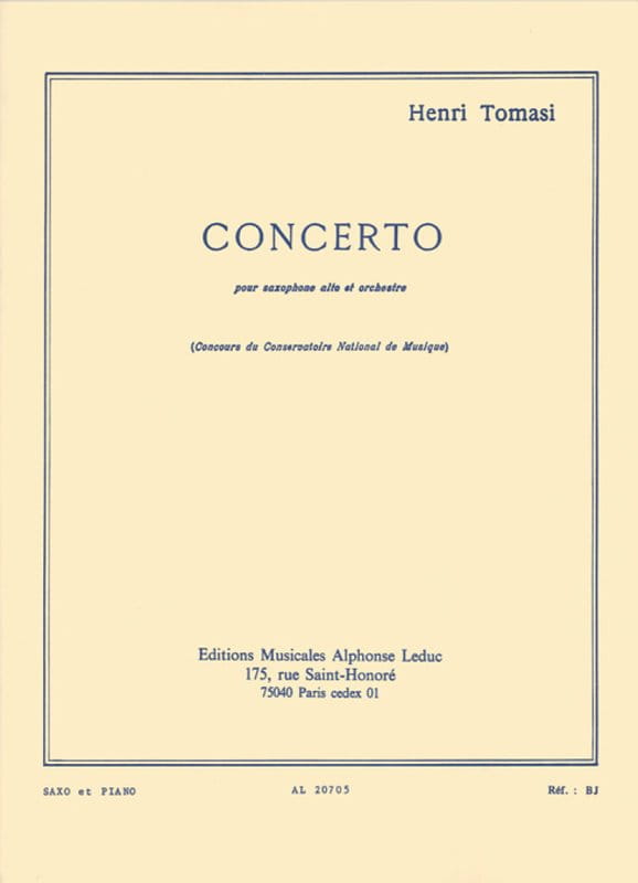 Henri Tomasi: Concerto pour saxophone alto et orchestre - nuty na saksofon altowy i fortepian