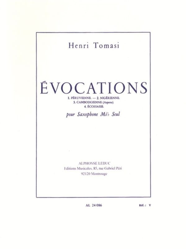 Henri Tomasi: Evocations pour saxophone alto seul - nuty na saksofon altowy solo