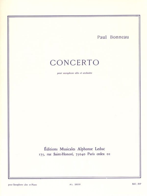 Paul Bonneau: Concerto pour saxophone alto et orchestre - nuty na saksofon altowy i fortepian