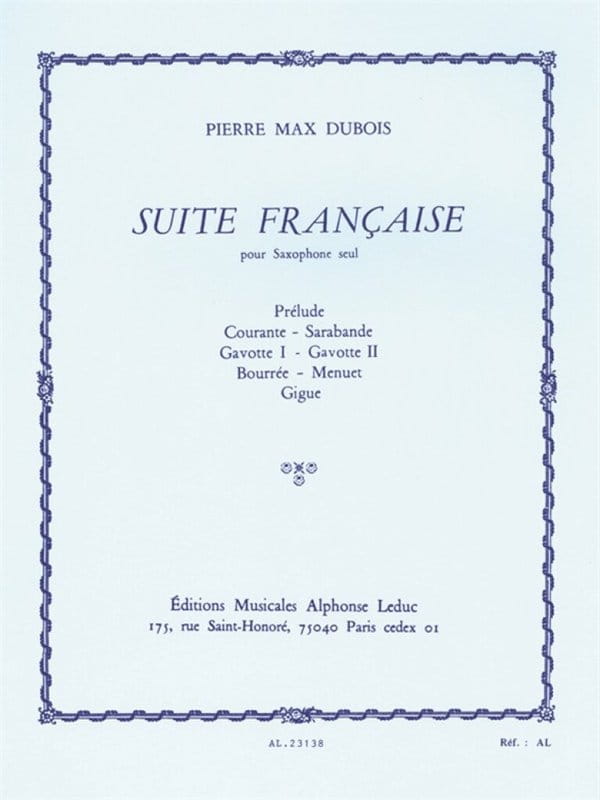 Pierre-Max Dubois: Suite Francaise pour saxophone seul - nuty na saksofon