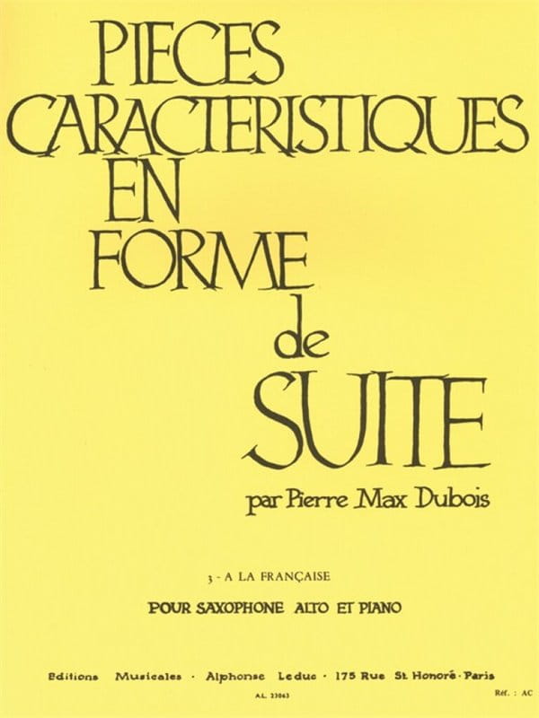 Pierre-Max Dubois: Pieces Caracteristiques en Forme de Suite op. 77 nr 3 A La Francaise - nuty na saksofon altowy i fortepian