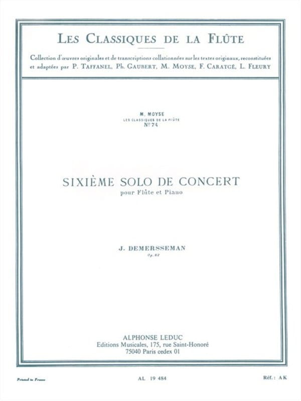 Jules Demersseman: Sixieme Solo de Concert op. 82 nr 6 pour flute et piano - Włoski Koncert - nuty na flet poprzeczny z fortepianem