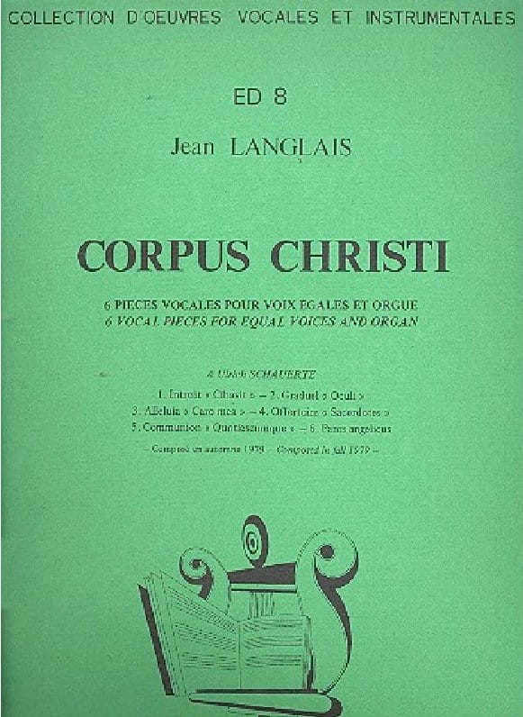 Jean Langlais: Corpus Christi op. 208 - 6 utworów wokalnych - nuty na głosy równe i organy