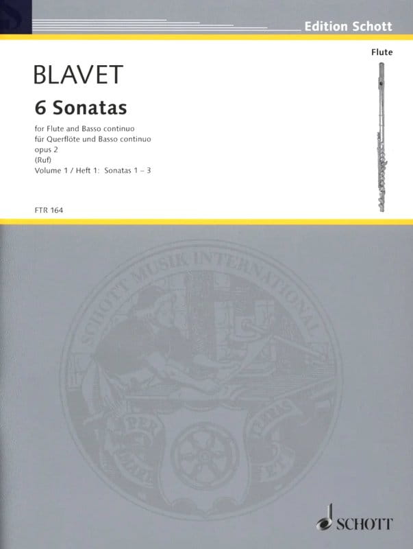 Michel Blavet: 6 Sonatas op. 2 for Flute and Basso continuo Volume 1 - Sonaty 1-3 - nuty na flet poprzeczny i fortepian