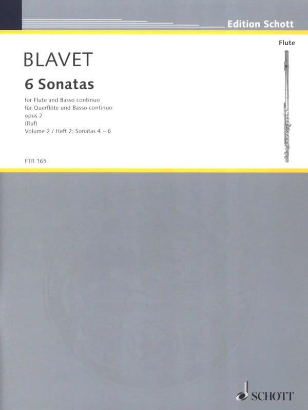Michel Blavet: 6 Sonatas op. 2 for Flute and Basso continuo Volume 2 - Sonaty 4-6 - nuty na flet poprzeczny i fortepian