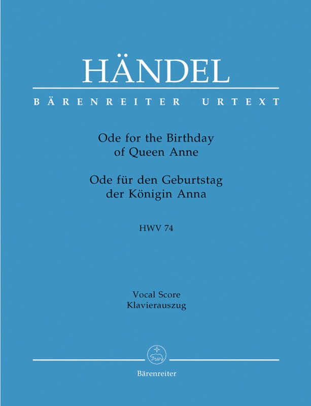 Georg Friedrich Handel: Ode for the Birthday of Queen Anne HWV 74 - nuty na głos, chór i fortepian