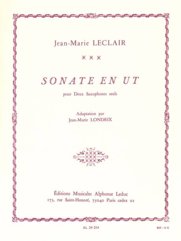 Jean-Marie Leclair: Sonata en Ut pour deux saxophones seuls - Jean-Marie Londeix - Sonata C-dur - nuty na duet saksofonowy