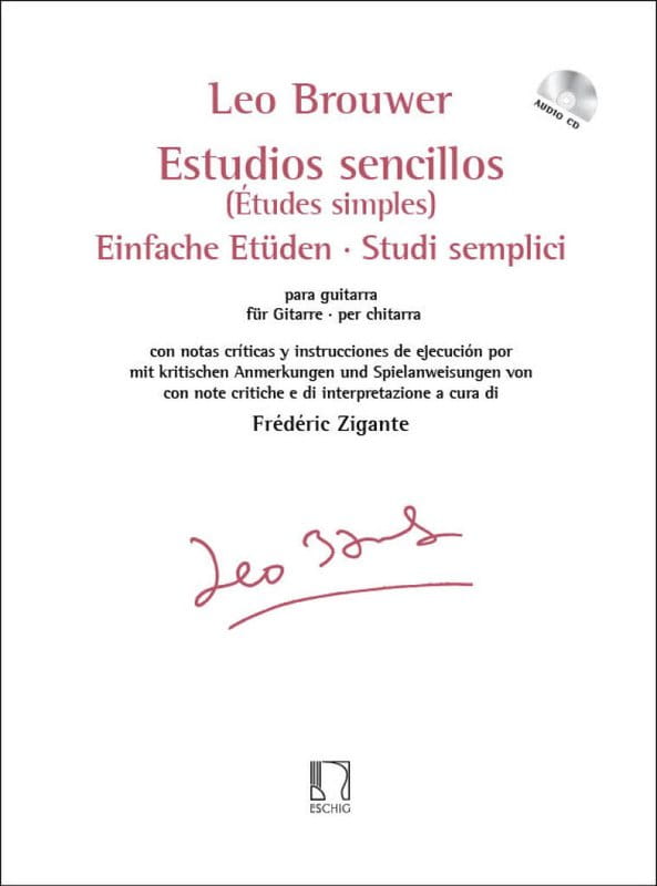 Leo Brouwer: Etudes simples pour guitare - Estudios sencillos para guitarra - nuty na gitarę klasyczną (+ płyta CD)