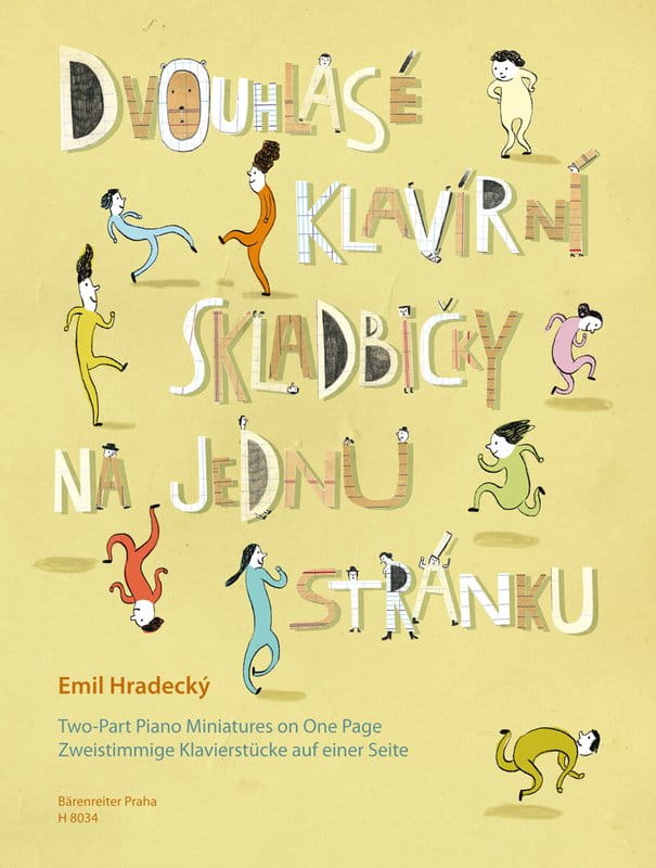 Emil Hradecky: Two-Part Piano Miniatures on One Page - 16 łatwych utworów - nuty na fortepian dla początkujących