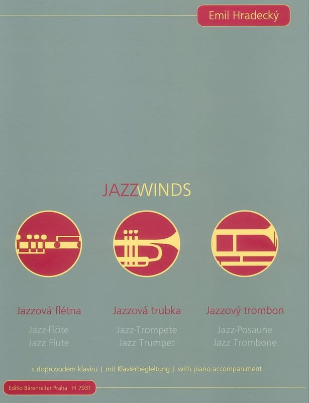 Emil Hradecky: Jazz Winds - nuty na flet poprzeczny lub trąbkę lub puzon z fortepianem