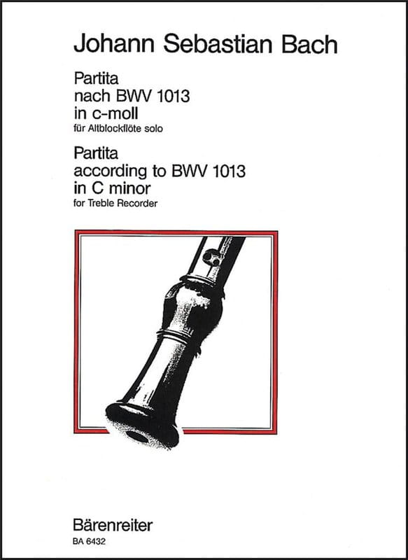 Johann Sebastian Bach: Partita BWV 1013 C minor for Treble Recorder - Partita a-moll opracowanie w c-moll - nuty na flet prosty altowy