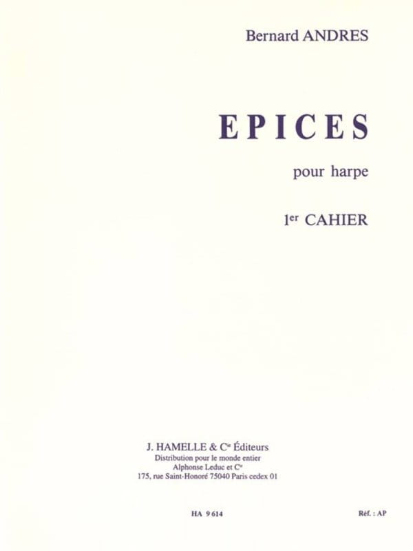 Bernard Andres: Epices pour harpe 1er cahier - nuty na harfę