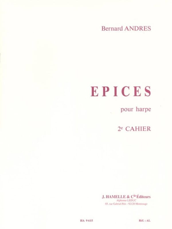 Bernard Andres: Epices pour harpe 2e cahier - nuty na harfę