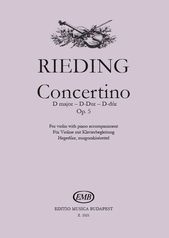 Oskar Rieding: Concertino D-dur op. 5 - nuty na skrzypce i fortepian