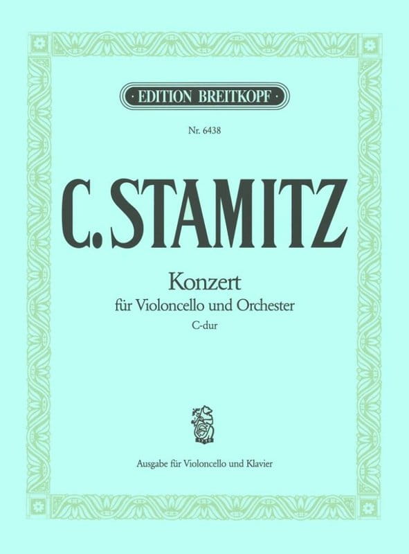 Carl Stamitz: Koncert nr 4 C-dur na wiolonczelę i orkiestrę - wyciąg fortepianowy - nuty na wiolonczelę z fortepianem