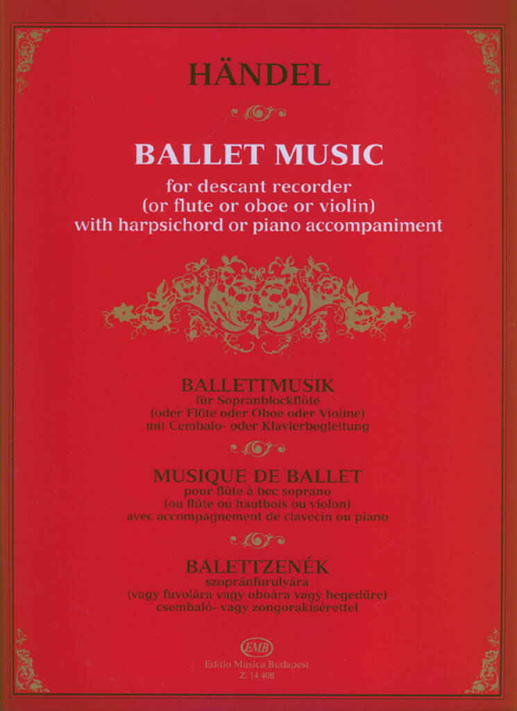Ballet Music for descant recorder - Georg Friedrich Handel - muzyka baletowa - nuty na flet prosty lub inny instrument melodyczny z fortepianem