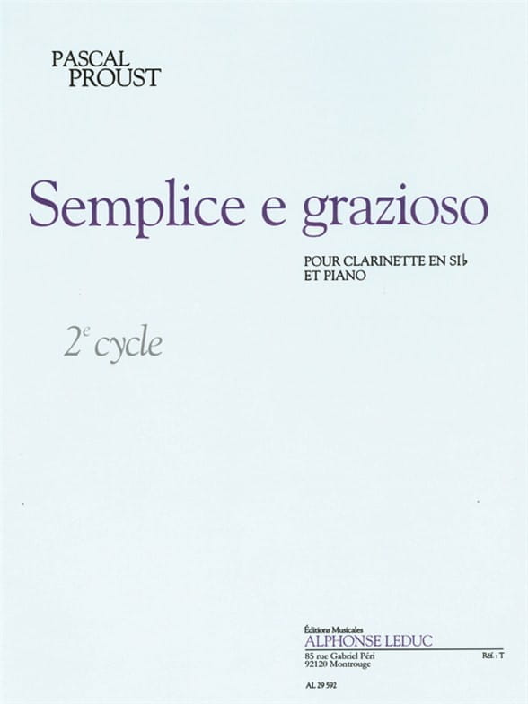 Pascal Proust: Semplice E Grazioso pour clarinette en Sib et piano - nuty na klarnet i fortepian