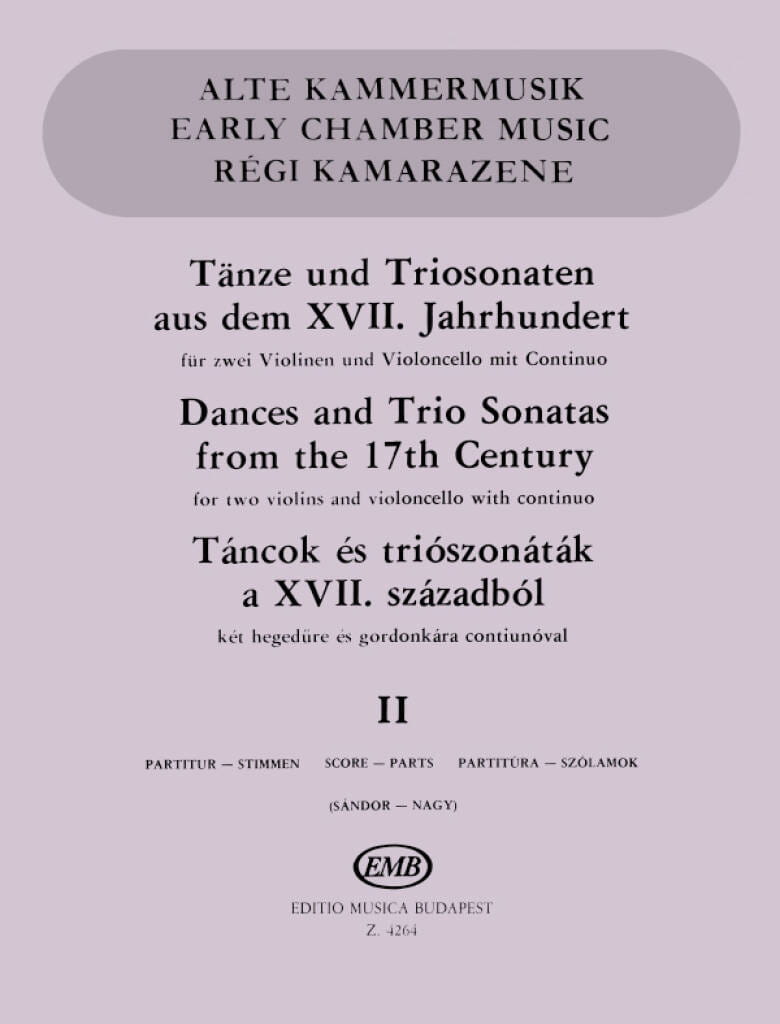Dances and Trio Sonatas from 17th Century - tańce i sonaty na trio skrzypcowe - nuty na dwoje skrzypiec, wiolonczelę i fortepian