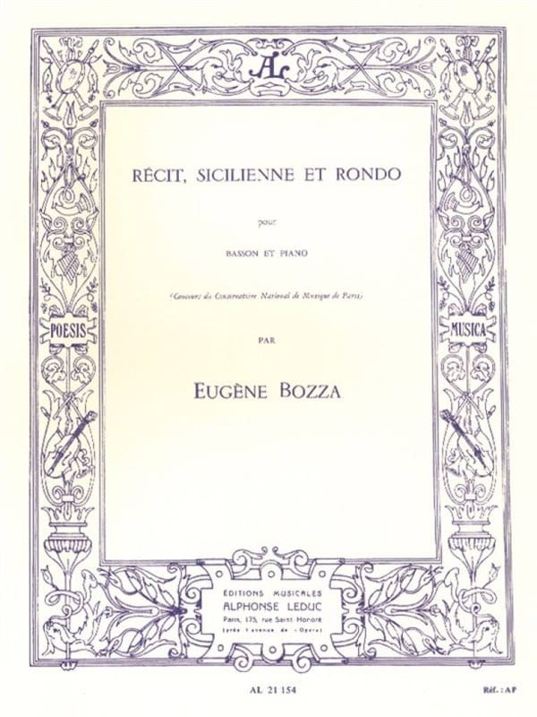 Eugene Bozza: Recit, Sicilienne et Rondo pour Basson et Piano - nuty na fagot i fortepian