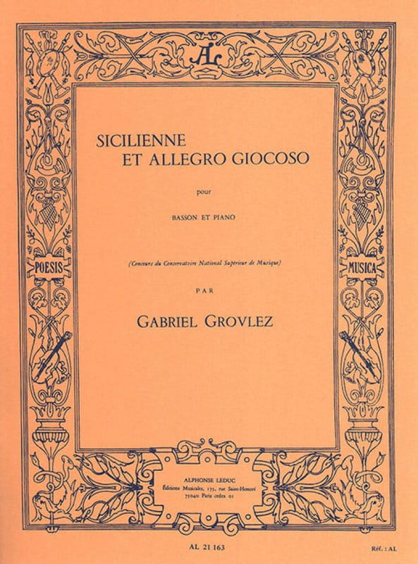 Gabriel Grovlez: Sicilienne et Allegro Giocoso pour Basson et Piano - nuty na fagot i fortepian