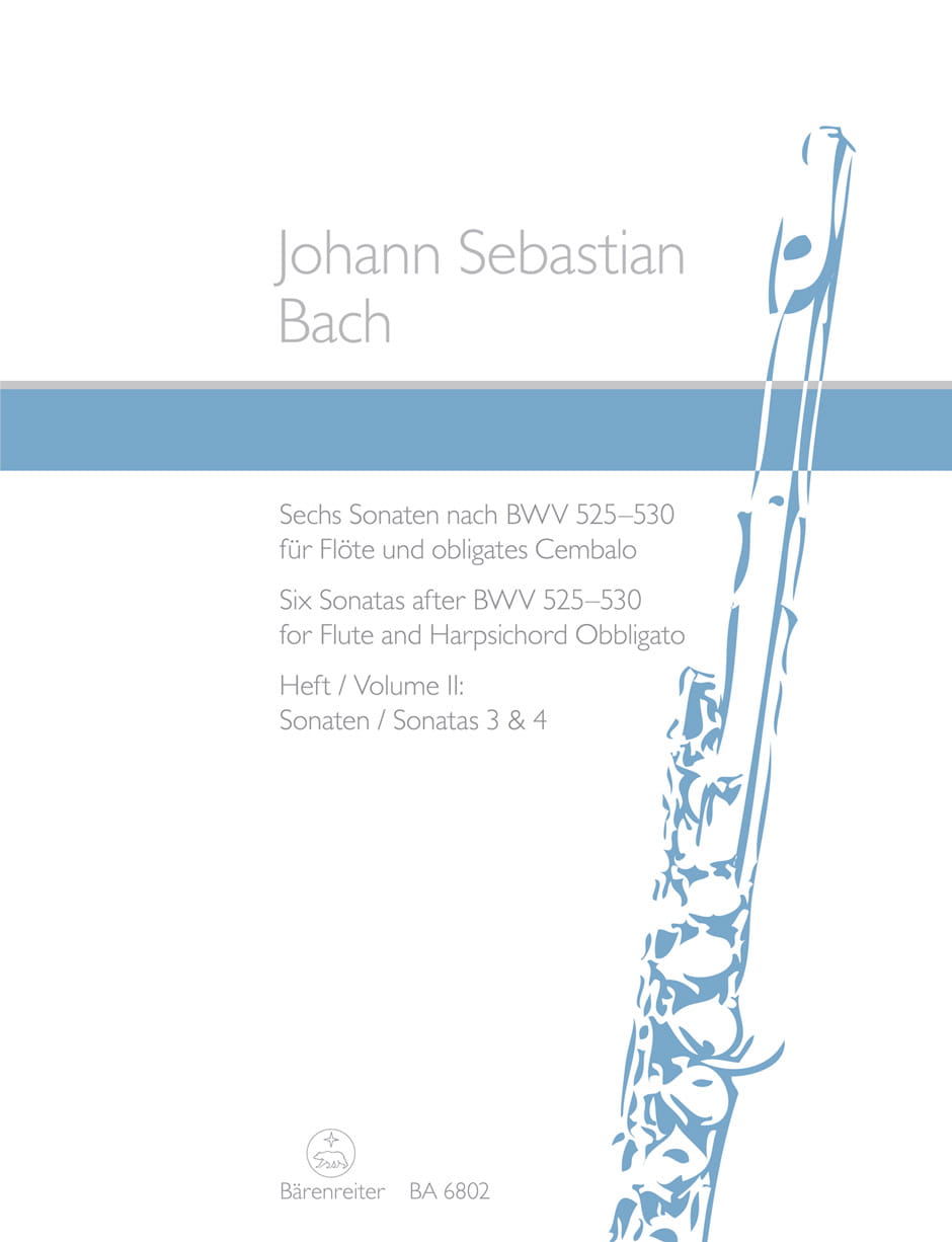 Jan Sebastian Bach: Six Sonatas after BWV 525-530 for Flute and Harpsichord Obbligato - Tom 2 sonata 3 i 4 - nuty na flet poprzeczny i klawesyn