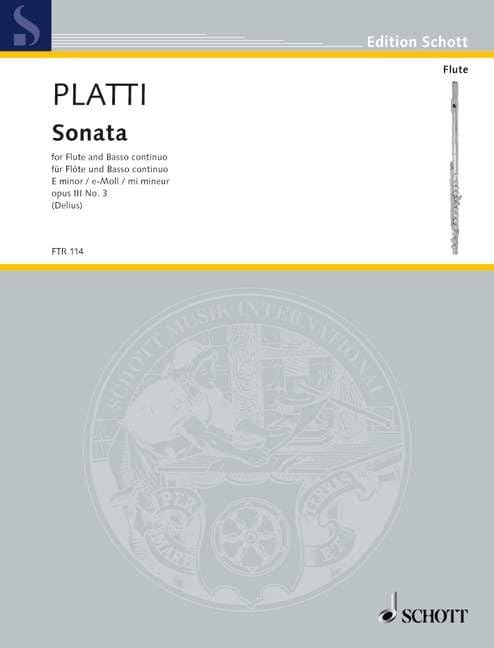 Giovanni Benedetto Platti: Sonata e-moll op. 3 nr 3 for Flute and Basso continuo - nuty na flet poprzeczny i fortepian
