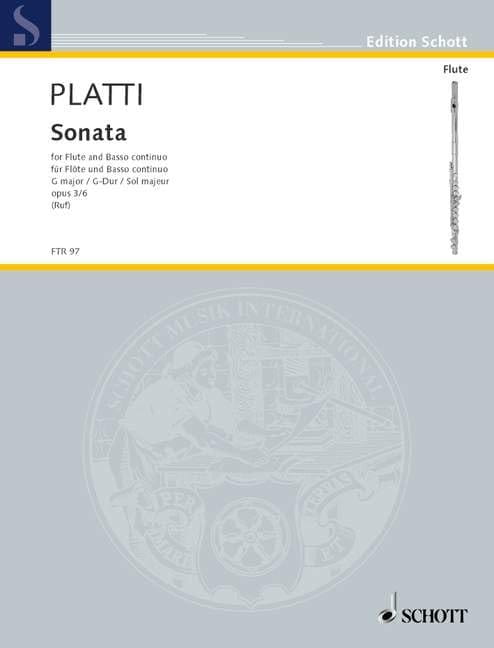 Giovanni Benedetto Platti: Sonata G-dur op. 3 nr 6 for Flute and Basso continuo - nuty na flet poprzeczny i fortepian