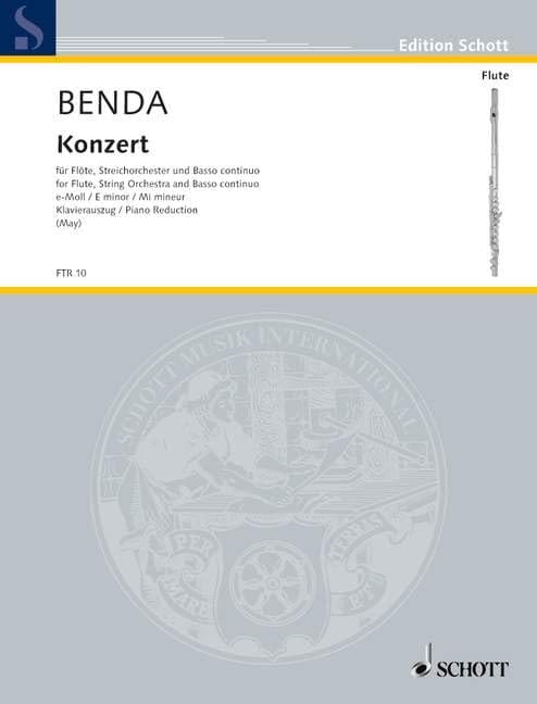 Frantisek Benda: Concerto E minor for flute, string orchestra and basso continuo - koncert e-moll - nuty na flet poprzeczny i fortepian