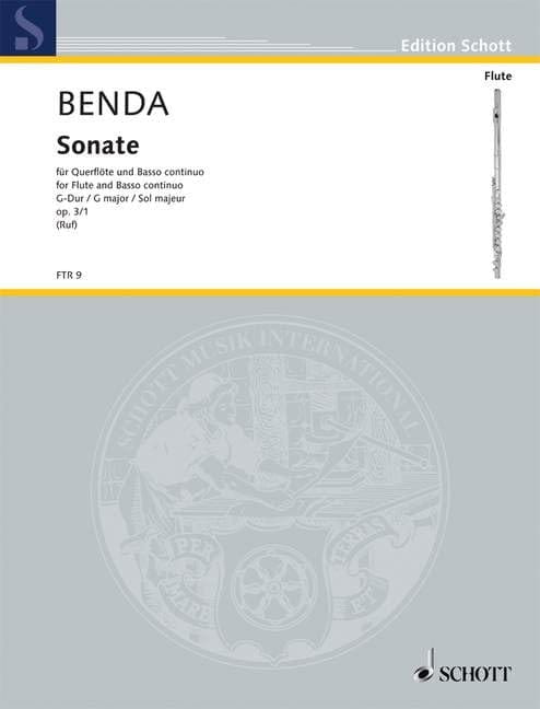 Frantisek Benda: Sonate G major for flute and basso continuo - Sonata G-dur op. 3 nr 1 - nuty na flet poprzeczny i fortepian