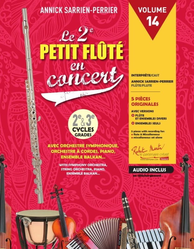 Annick Sarrien Perrier: Le Petit Flute volume 14 - Le 2e Petit Flute en concert (+ audio online) - nuty na flet poprzeczny z podkładami