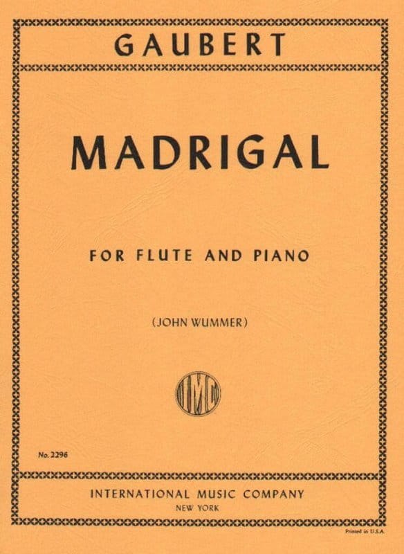 Philippe Gaubert: Madrigal for Flute and Piano - nuty na flet poprzeczny z fortepianem