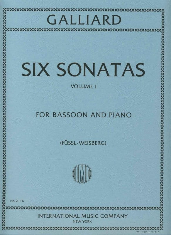 Johann Ernst Galliard: Six Bassoon Sonatas - 6 sonat fagotowych część 1 - nuty na fagot i fortepian