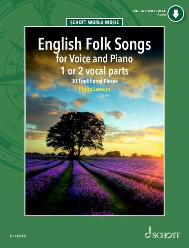 English Folk Songs - 30 tradycyjnych pieśni angielskich - Philip Lawson (+ audio online) - nuty na 1 lub 2 głosy z fortepianem