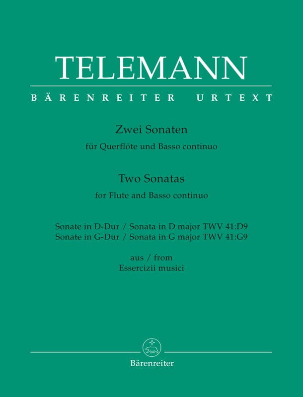 Georg Philipp Telemann: Two Sonatas for Flute and Basso continuo from Essercizii musici - Dwie sonaty D-dur i G-dur - nuty na flet poprzeczny i fortep