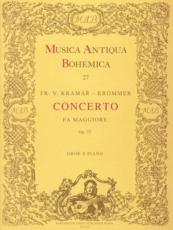 Franz Vincenz Krommer (Kramar): Concerto Fa Maggiore per Oboe e piano op. 52 - koncert obojowy F-Dur - nuty na obój z fortepianem