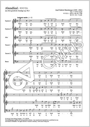 Josef Gabriel Rheinberger: Bleib bei uns (Abendlied) op. 69 nr 3 - pieśń wieczorna - nuty na chór SSATTB