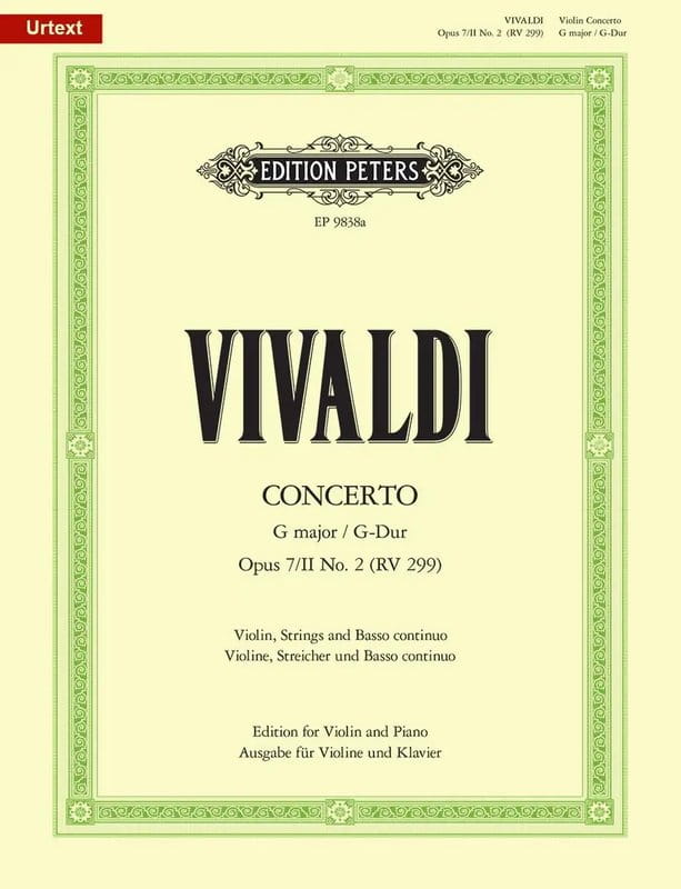Koncert G-dur op. 7 nr 2 (nr 8 RV 299) na skrzypce, orkiestrę smyczkową i basso continuo - Antonio Vivaldi - wyciąg fortepianowy