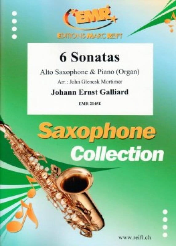 Johann Ernst Galliard: 6 Sonatas for Alto Sax and Piano - sześć sonat - nuty na saksofon altowy i fortepian
