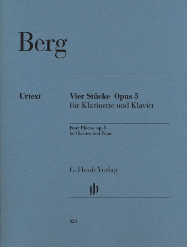 Alan Berg: Four Pieces op. 5 for Clarinet and Piano - cztery utwory - nuty na klarnet i fortepian