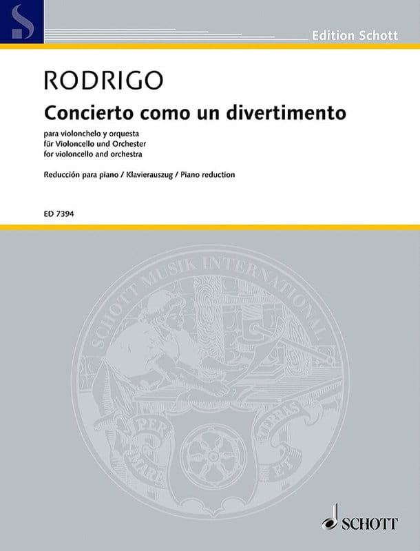 Joaquin Rodrigo: Concierto como un divertimento fur Violoncello und Orchester (Piano reduction) - nuty na wiolonczelę z fortepianem