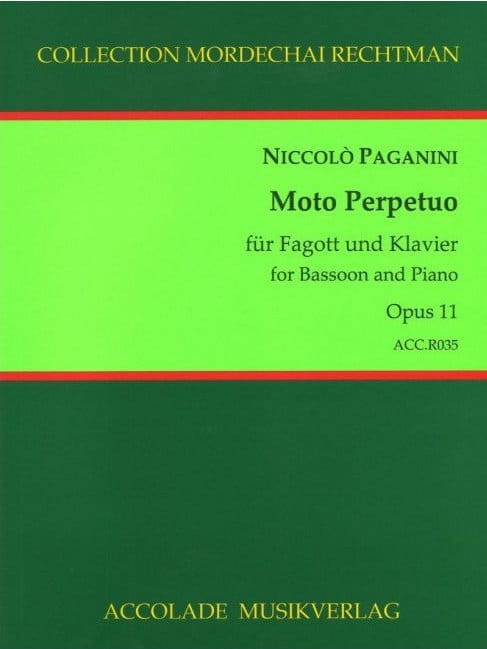 Niccolo Paganini: Moto Perpetuo op. 11 for Bassoon and Piano - Mordechai Rechtman - nuty na fagot i fortepian
