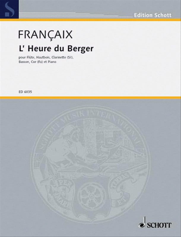 Jean Francaix: L'Heure du Berger pour flute, hautbois, clarinette, basson, cor et piano - nuty na kwintet dęty i fortepian - głosy instrumentalne