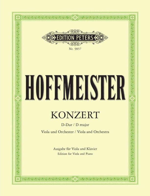 Franz Anton Hoffmeister: Konzert fur Viola und Orchester D-dur - koncert altówkowy - nuty na altówkę i fortepian