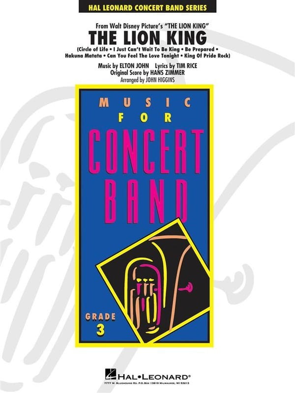 Music for Concert Band: The Lion King (Score & Parts) - Hans Zimmer, Tim Rice, Elton John - nuty na młodzieżową orkiestrę dętą do muzyki z filmu Król