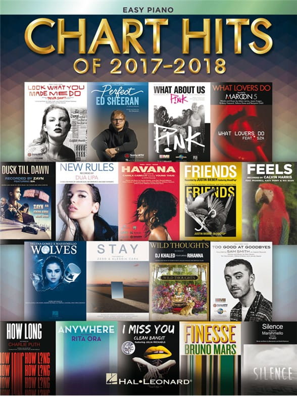Chart Hits Of 2017-2018 (Easy Piano) - nuty w łatwym układzie na pianino, słowa i akordy gitarowe