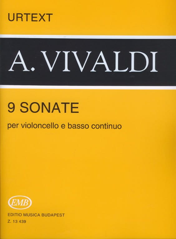 Antonio Vivaldi - 9 sonate per violoncello e basso continuo RV 39-47 - dziewięć sonat wiolonczelowych - nuty na wiolonczelę z fortepianem